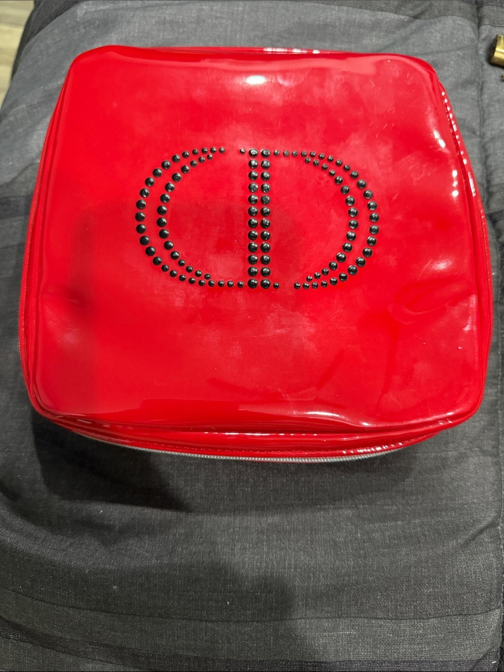 Dior Red Stud-Embellished Cosmetic Pouch